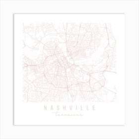Nashville Tennessee Light Pink Minimal Street Map Square Art Print