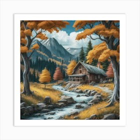 A peaceful, lively autumn landscape 12 Art Print