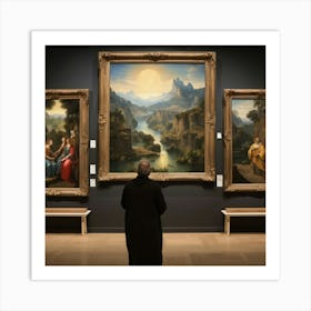 Man Looking At Paintings Art print paintings Art Print