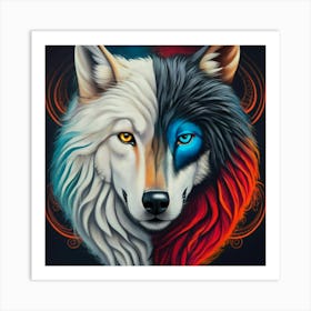 Two Wolf Heads Print Art Print