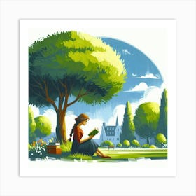 Girl Reading A Book Art Print