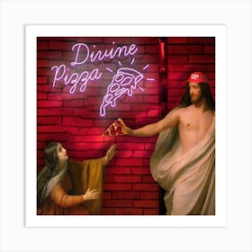 Divine Pizza Square Art Print