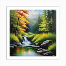 Waterfall In A Forest 1 Art Print