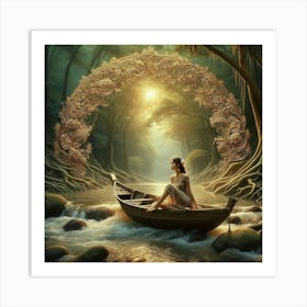 Woman In A Boat 1 Art Print