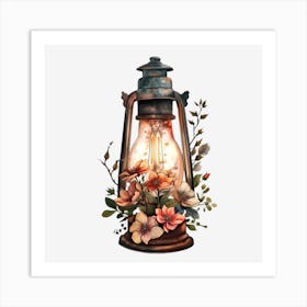 Lantern With Flowers 1 Art Print