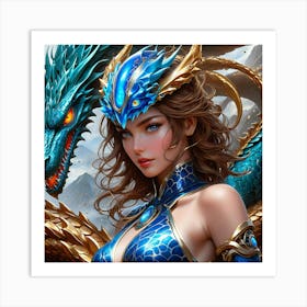 Girl With A Dragon hun Art Print