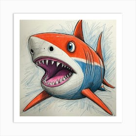 Shark Drawing 19 Art Print