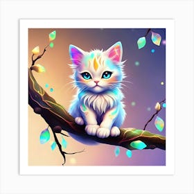 Cute Kitten In A Tree 1 Art Print