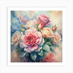 Watercolor Roses 22 Art Print