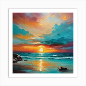 Sunset On The Beach 1065 Art Print