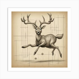 Deer Jumping 1 Art Print