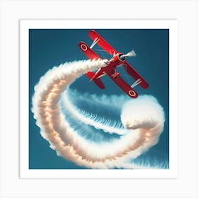 Vintage Aeroplane Doing Stunts In The Sky 2 Art Print