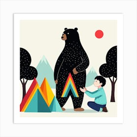 Bear With Rainbow Art Print