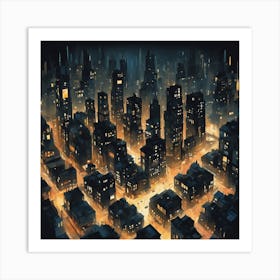 Cityscape At Night 1 Art Print