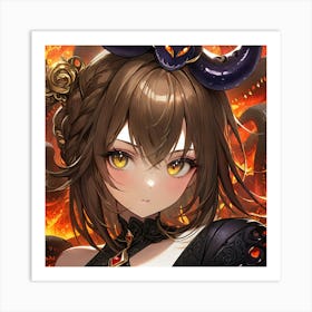 Anime Girl With Horns gddhu Art Print