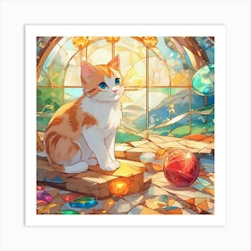 Cat In A Glass Window 1 Art Print