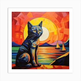 Sunset Cat Art Print