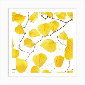 Seamless Pattern Of Golden Aspen Tree Leaves Art Print