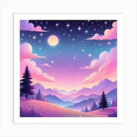 Sky With Twinkling Stars In Pastel Colors Square Composition 282 Art Print