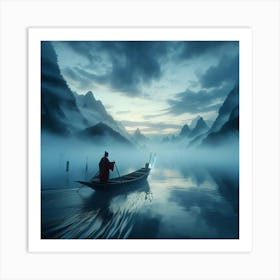 Chinese Man In Boat Art Print