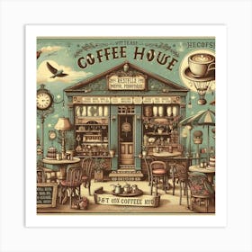 Vintage Coffee House Art Print