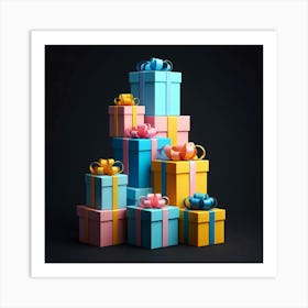 Colorful Gift Boxes Art Print