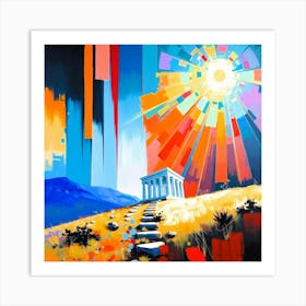 Sun Rising Over Greece Art Print