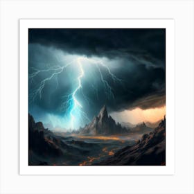 Impressive Lightning Strikes In A Strong Storm 19 Art Print