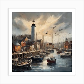 Harbor At Dusk 2 Art Print