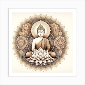 Buddha In Lotus 2 Art Print