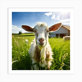 Grass Green Goat Farm Mammal Milk Farming Animal Meadow Head Canino No People Pasture S (5) Art Print