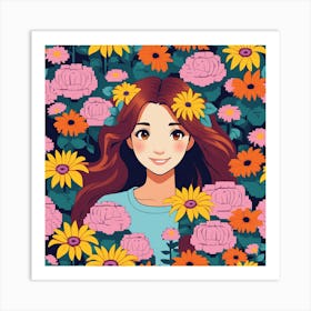 Flower Girl In The Garden Art Print