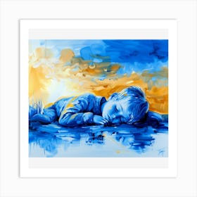 Child Sleeping In Water Art Print