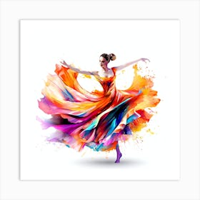 Colorful Dancer Isolated On White Art Print