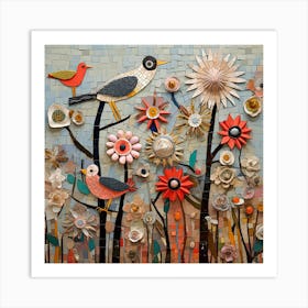 Birds And Flowers with Acc Effect 1 Art Print