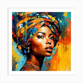 African Woman In Colorful Turban Art Print