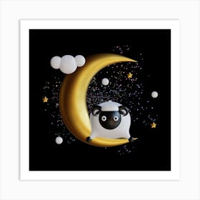 Moon Stars Sheep Sleep Dream Art Print