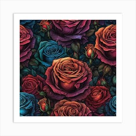 Roses Seamless Pattern 15 Art Print