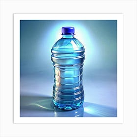 Water Bottle On A Blue Background Art Print