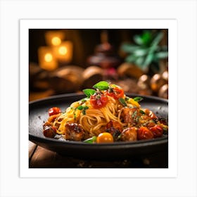 Spaghetti With Meatballs And Tomatoes Art Print