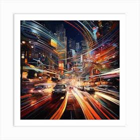 Abstract Cityscape At Night Art Print