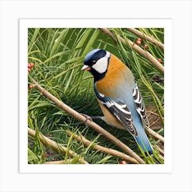 Bird Natural Wild Wildlife Tit Sparrows Sparrow Blue Red Yellow Orange Brown Wing Wings (77) Art Print