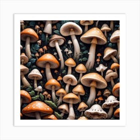 Mushrooms In The Forest 23 Art Print