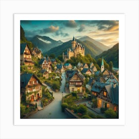 Village on Mountain Art Print