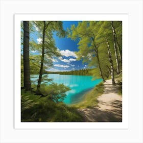 Blue Lake In The Forest 18 Art Print