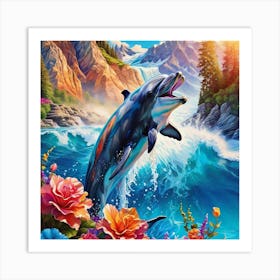 Dolphin In The Water 1 Art Print