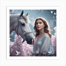 Girl And A Horse 3 Art Print