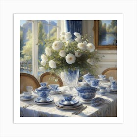 Blue And White Table Setting 2 Art Print