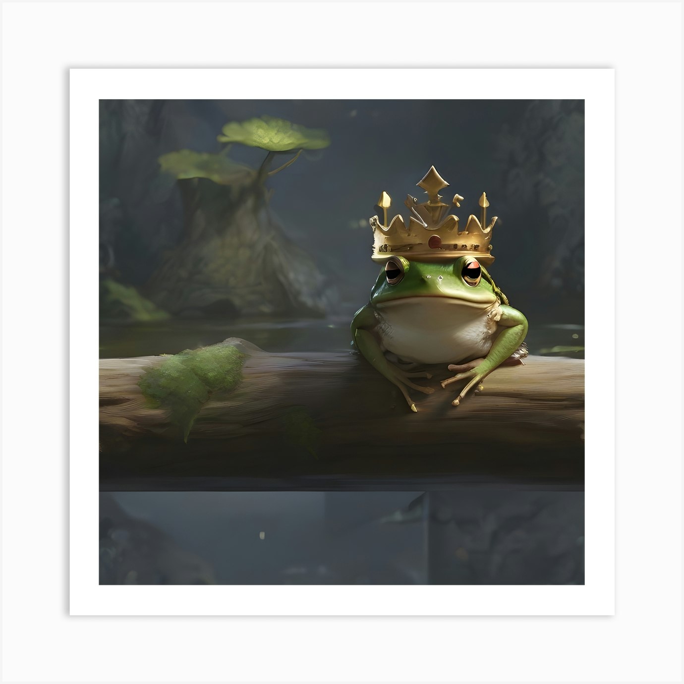 Frog With Crown Art Print by WizardAI - Fy
