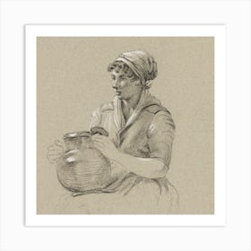 Sitting Girl With A Big Jug, Jean Bernard Art Print